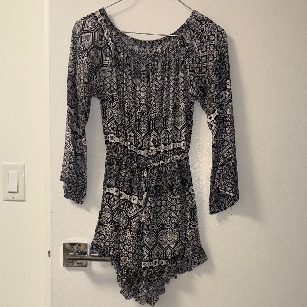 Black and White Patterned Romper